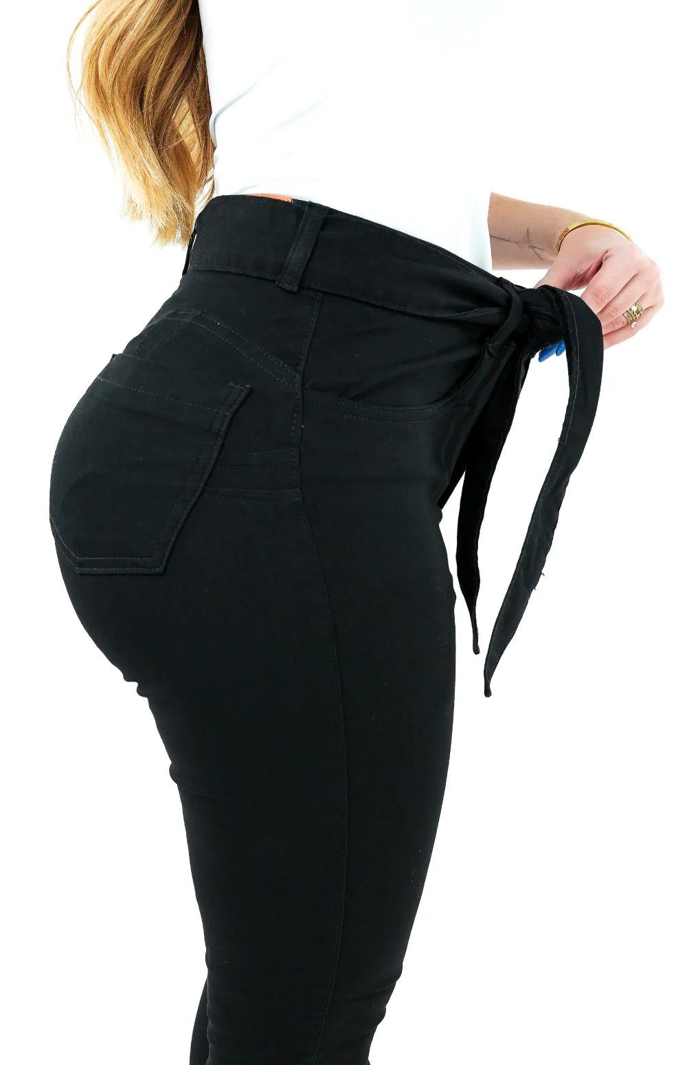 CALÇA JEANS FEMININA - FLARE COM CINTO FAIXA REMOVÍVEL