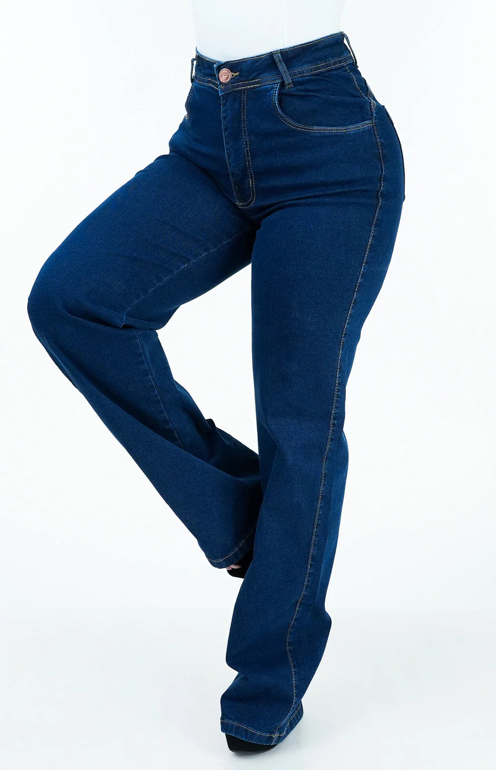 CALÇA JEANS FEMININA - WIDE LEG COM ELASTANO
