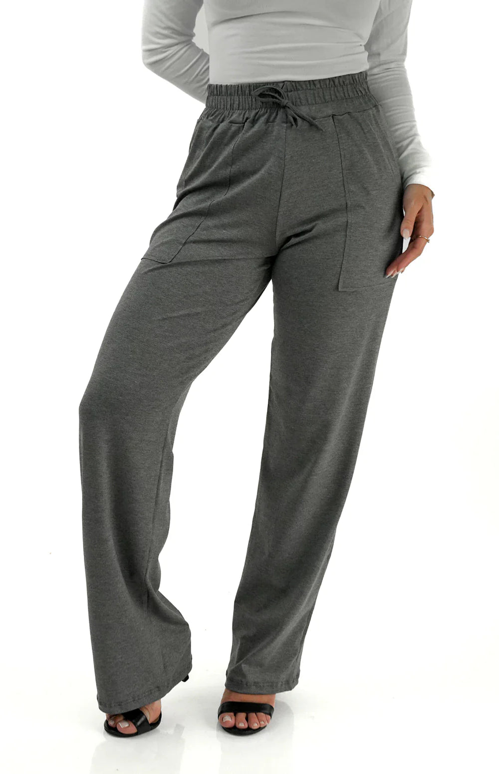 CALÇA PANTALONA CINZA MESCLA - CAIMENTO SOLTINHO