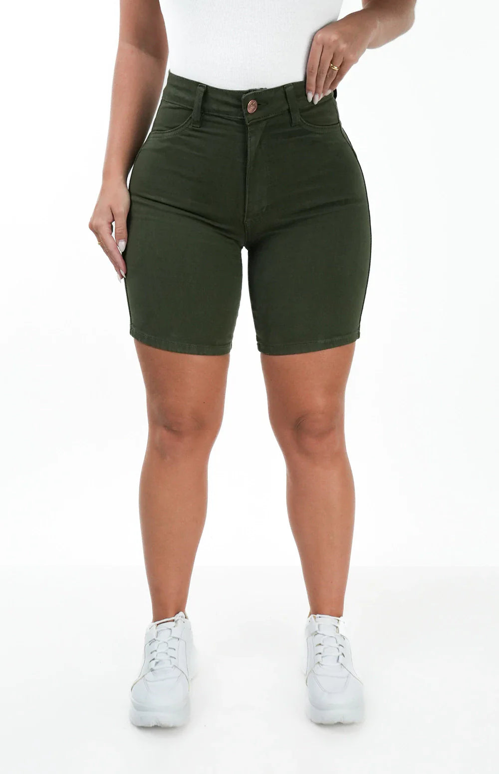 SHORTS JEANS MEIA COXA - VERDE MILITAR